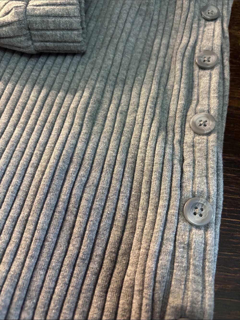 Gray Ribbed Button-Accent Women's Skirt - Picture 4 of 5